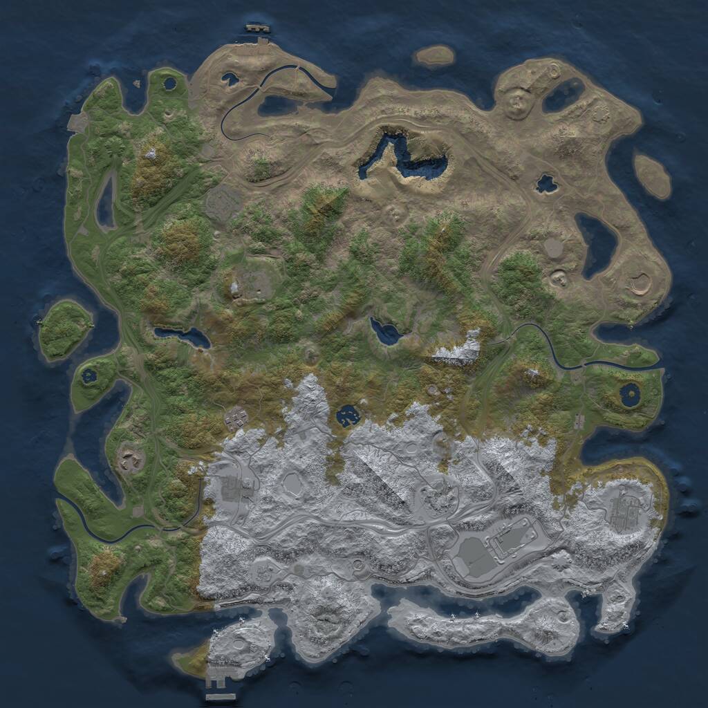 Rust Map: Procedural Map, Size: 4800, Seed: 34763225, 16 Monuments