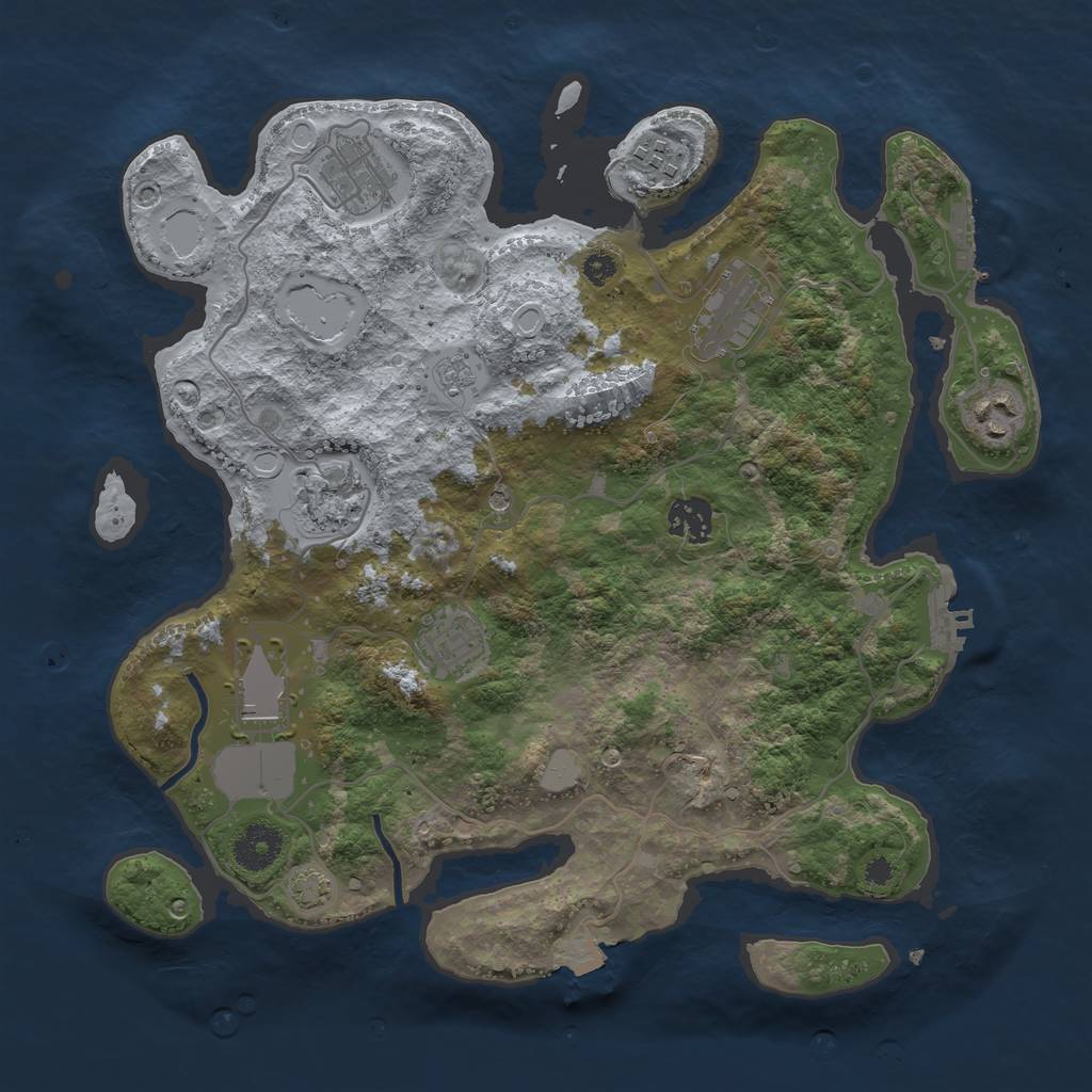 Rust Map: Procedural Map, Size: 3500, Seed: 394084391, 16 Monuments
