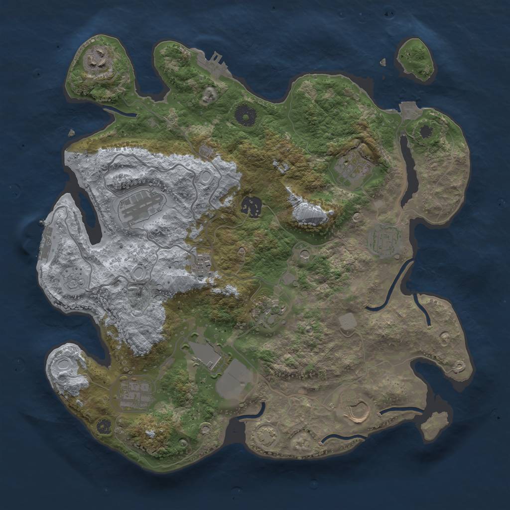 Rust Map: Procedural Map, Size: 3500, Seed: 747056476, 18 Monuments