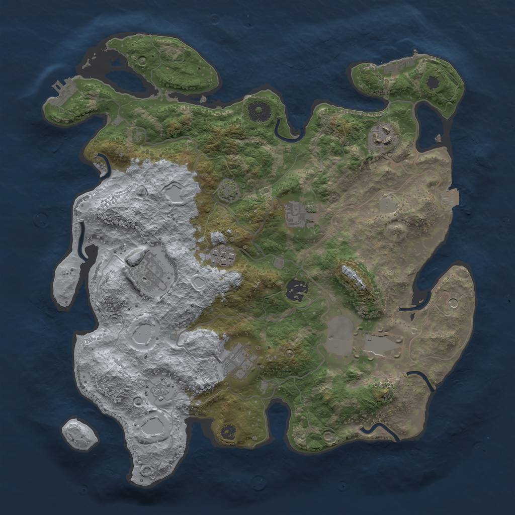 Rust Map: Procedural Map, Size: 3500, Seed: 44455444, 15 Monuments