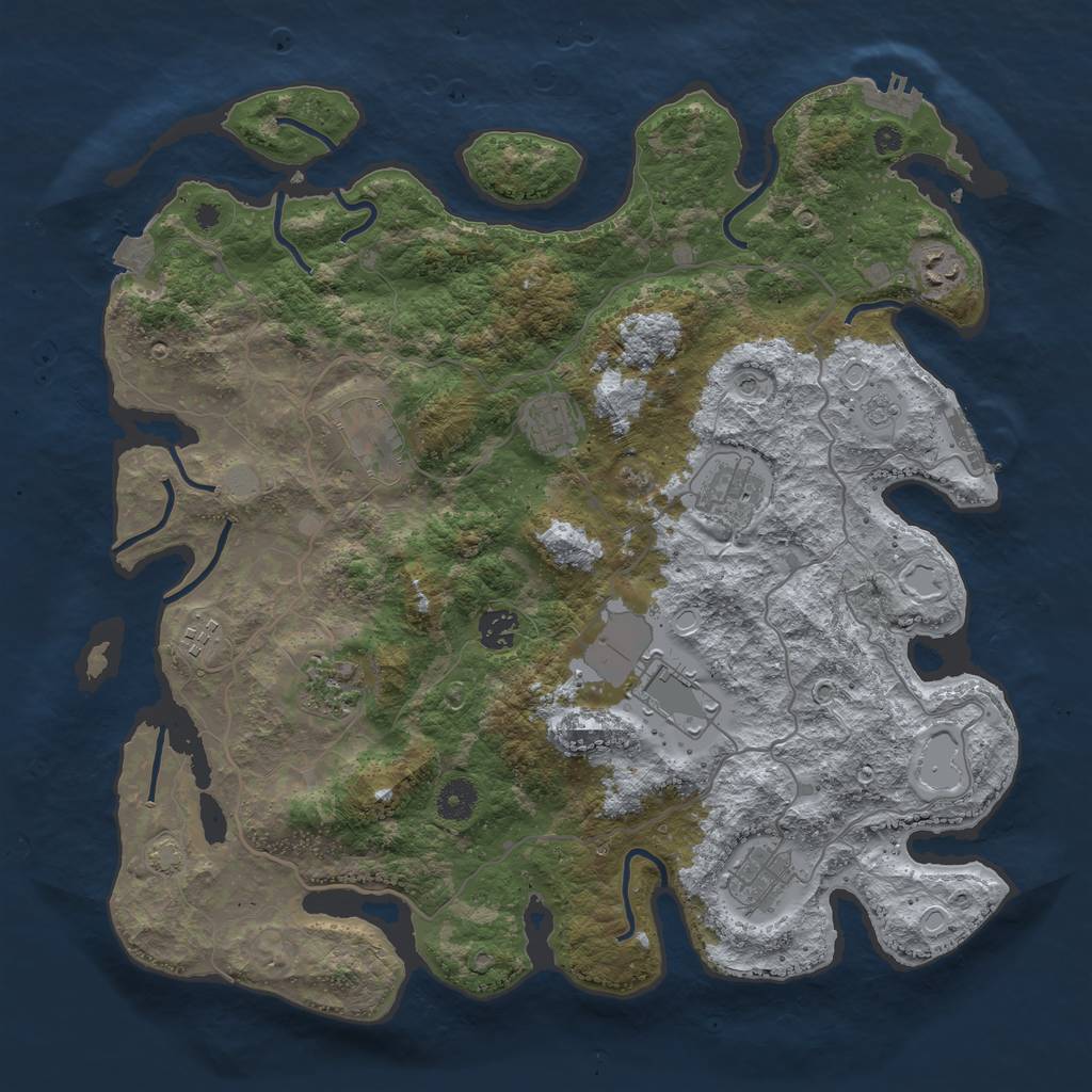 Rust Map: Procedural Map, Size: 4000, Seed: 50794433, 17 Monuments