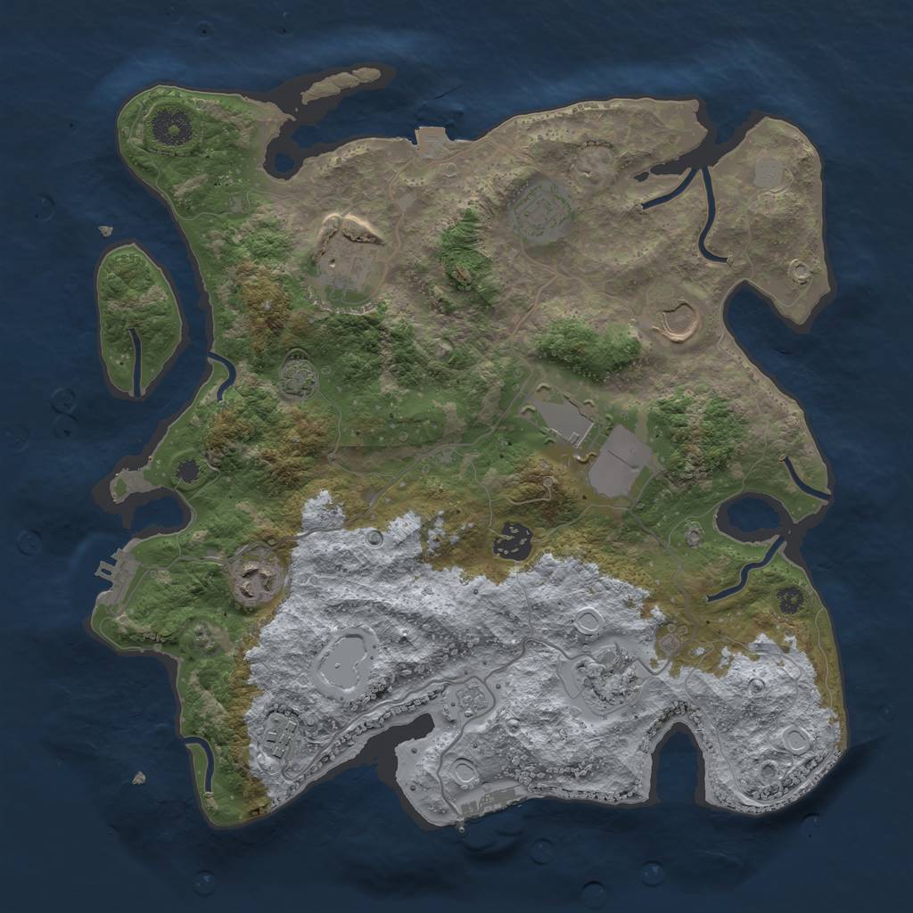 Rust Map: Procedural Map, Size: 3500, Seed: 5102023, 15 Monuments