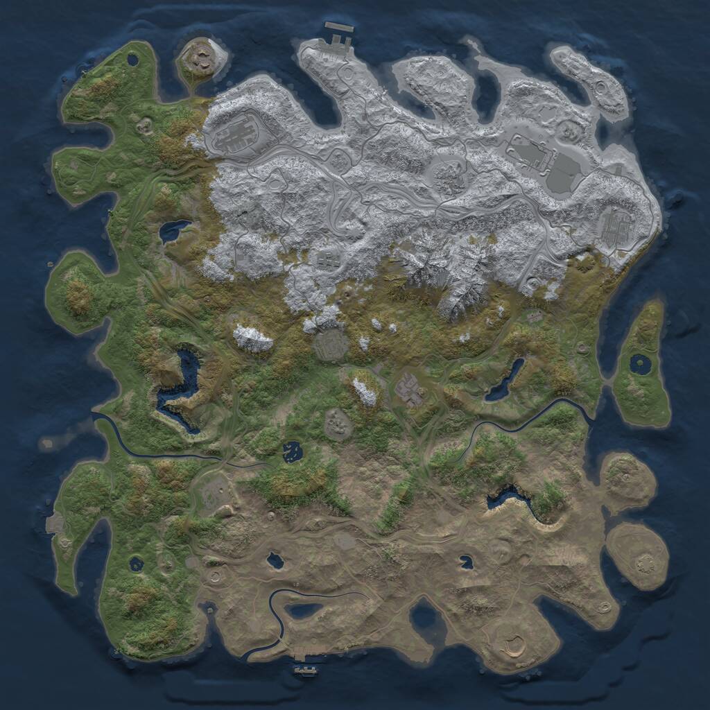 Rust Map: Procedural Map, Size: 5000, Seed: 427, 17 Monuments