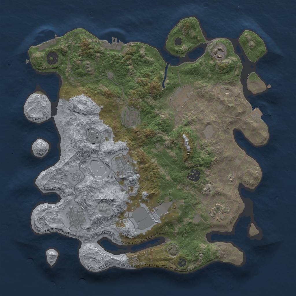 Rust Map: Procedural Map, Size: 3500, Seed: 796525244, 17 Monuments