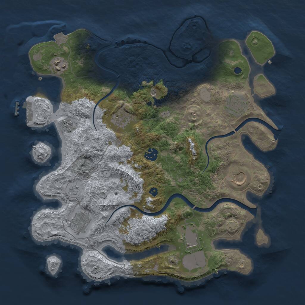 Rust Map: Procedural Map, Size: 3500, Seed: 796525244, 13 Monuments