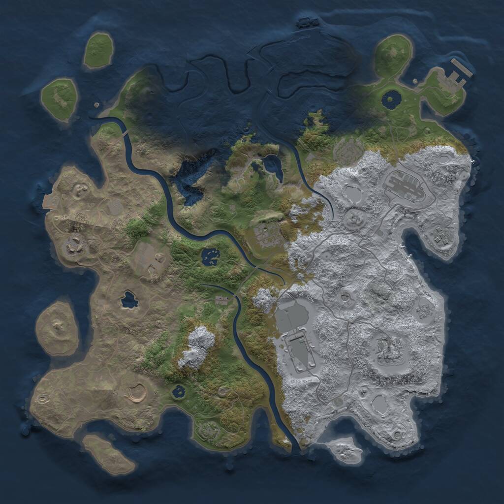 Rust Map: Procedural Map, Size: 4000, Seed: 20231005, 16 Monuments