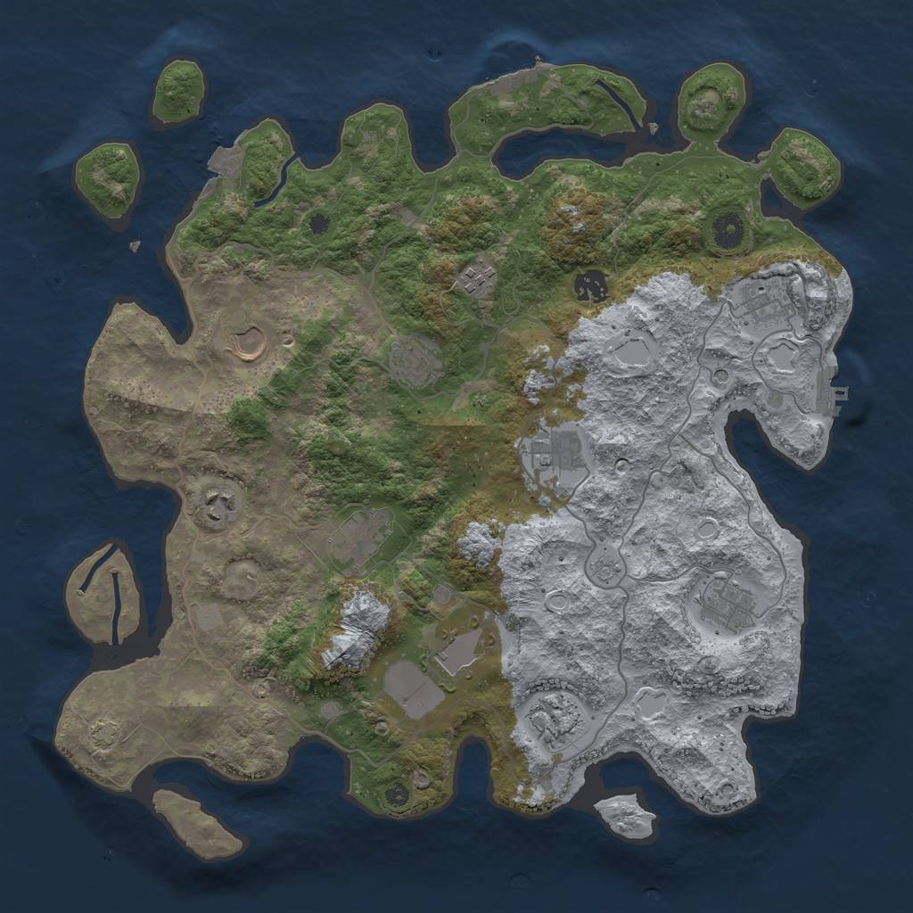 Rust Map: Procedural Map, Size: 4000, Seed: 20231005, 19 Monuments
