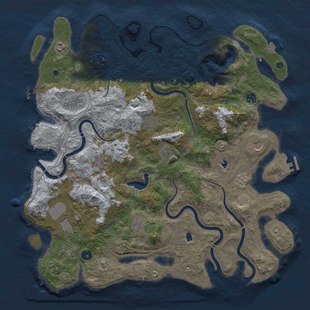 Rust Map: Procedural Map, Size: 4500, Seed: 1100246284, 17 Monuments
