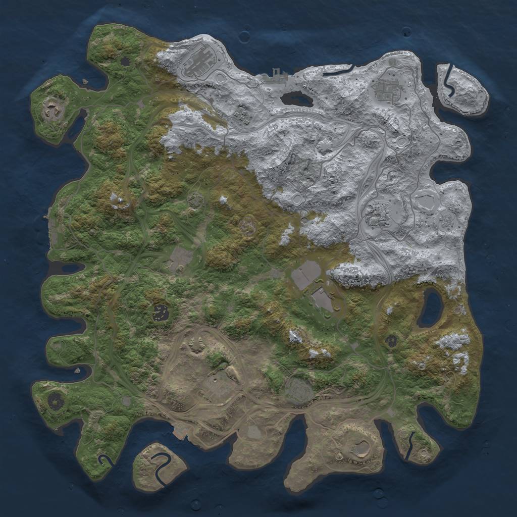 Rust Map: Procedural Map, Size: 4500, Seed: 1754609852, 19 Monuments