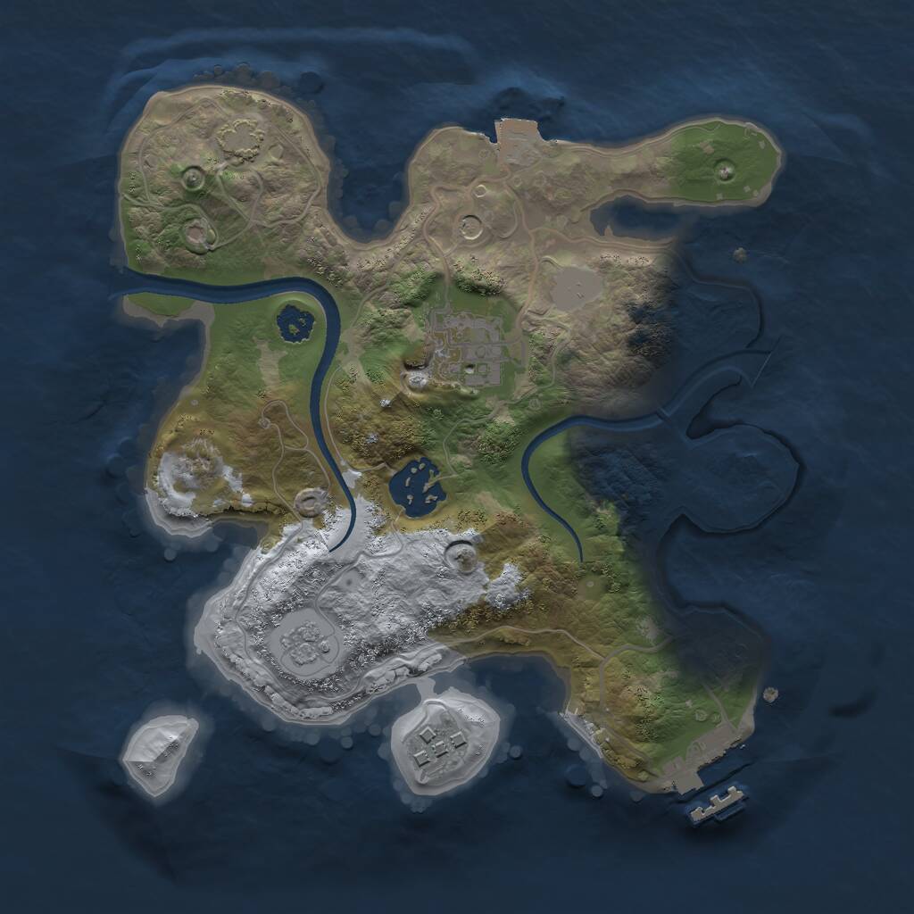 Rust Map: Procedural Map, Size: 2500, Seed: 724627, 8 Monuments