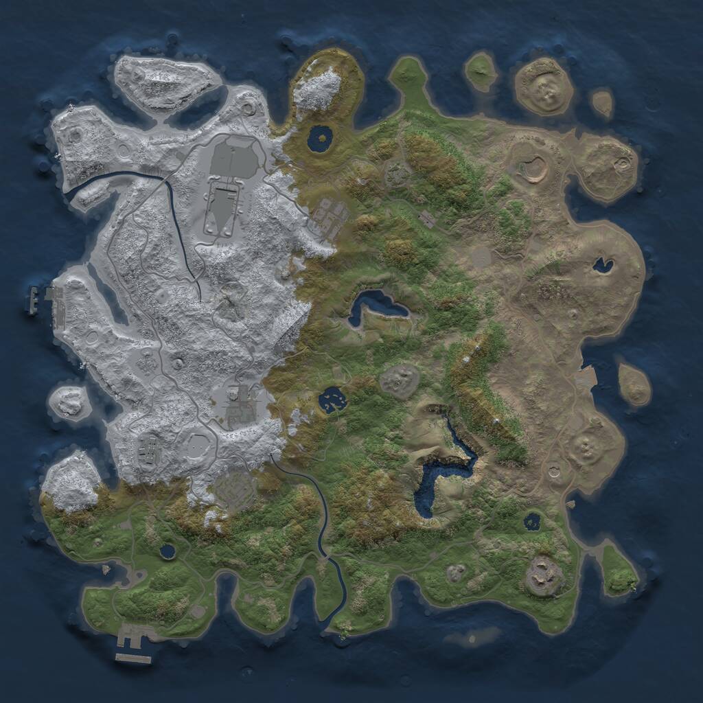 Rust Map: Procedural Map, Size: 4000, Seed: 1277997326, 14 Monuments