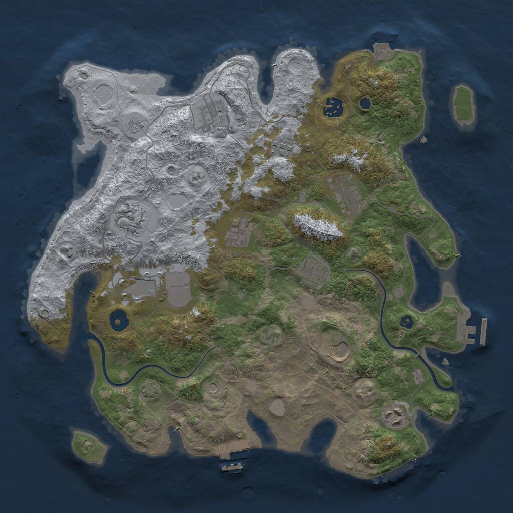 Rust Map: Procedural Map, Size: 3750, Seed: 19704, 16 Monuments