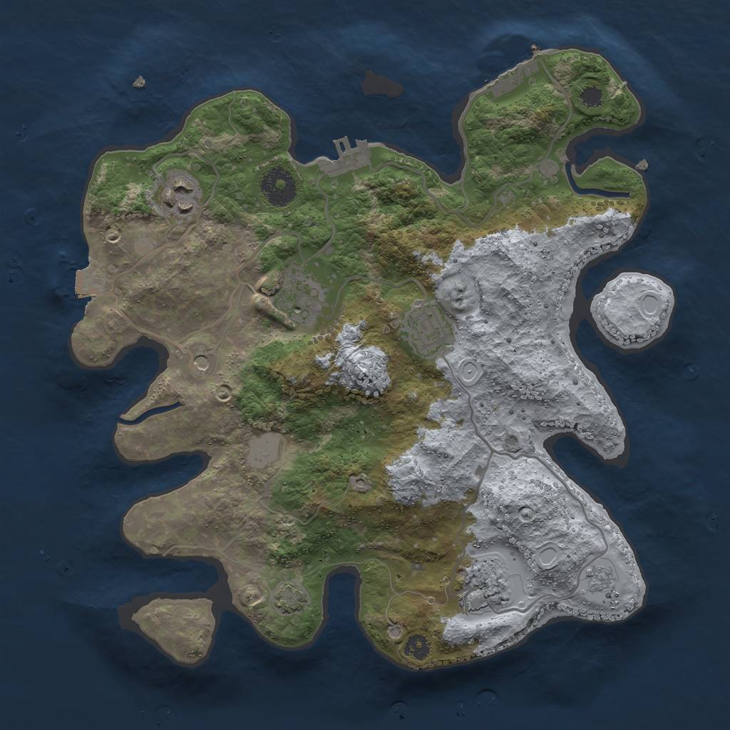 Rust Map: Procedural Map, Size: 3000, Seed: 28785, 12 Monuments