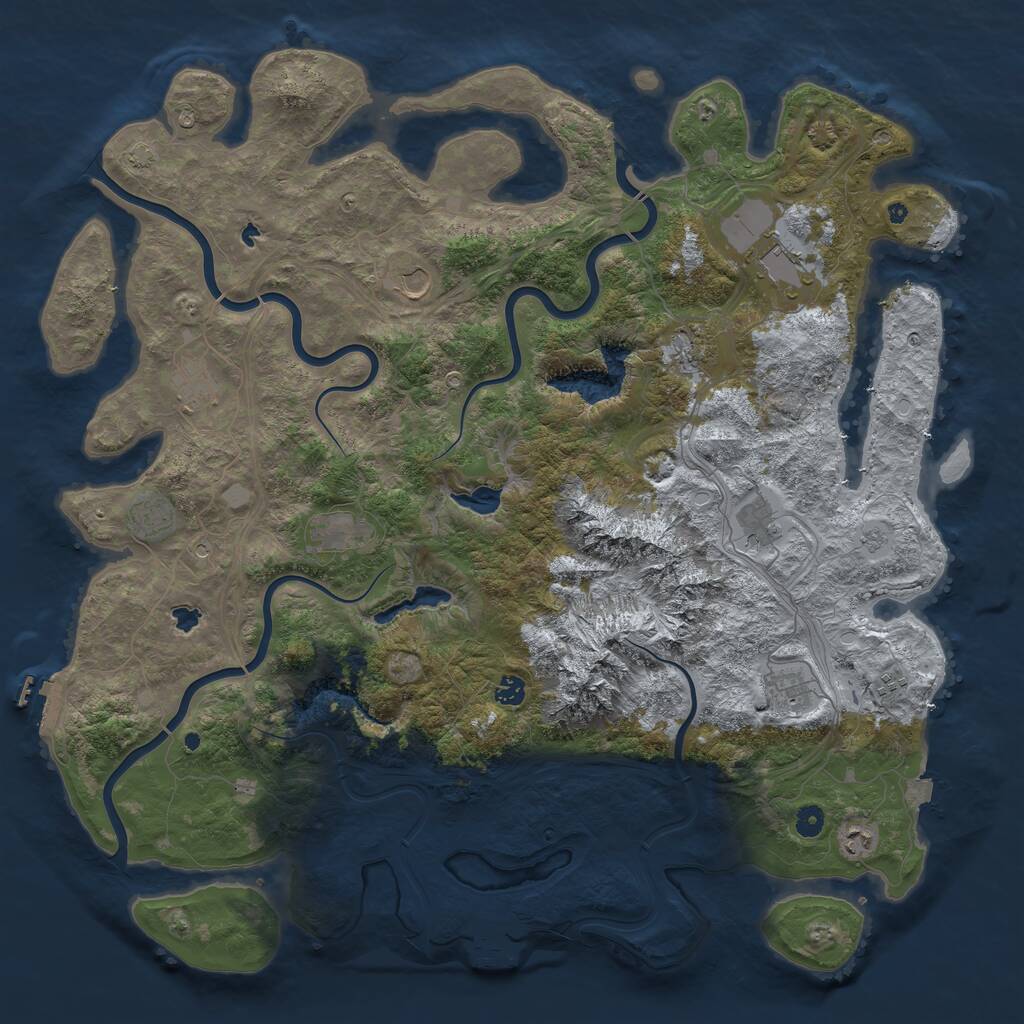 Rust Map: Procedural Map, Size: 5000, Seed: 1471319870, 17 Monuments