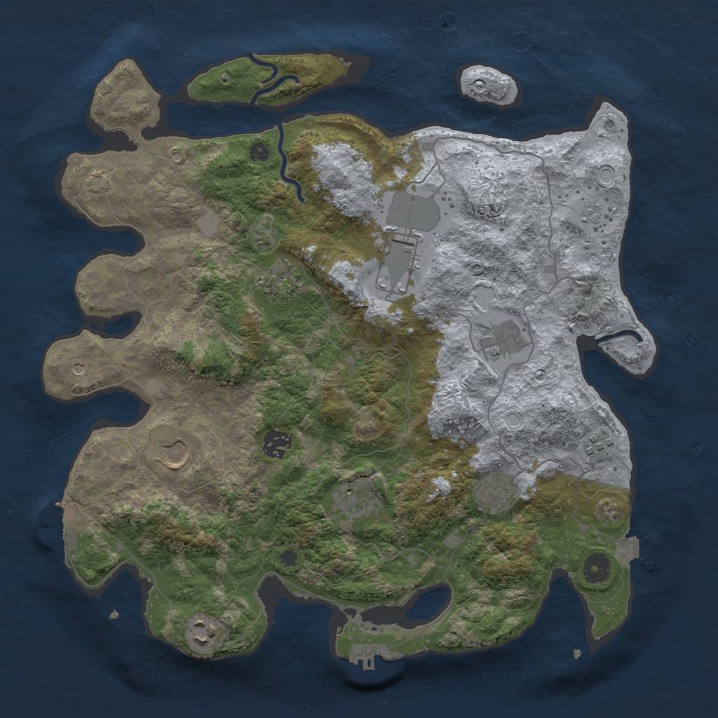 Rust Map: Procedural Map, Size: 3750, Seed: 117795901, 17 Monuments