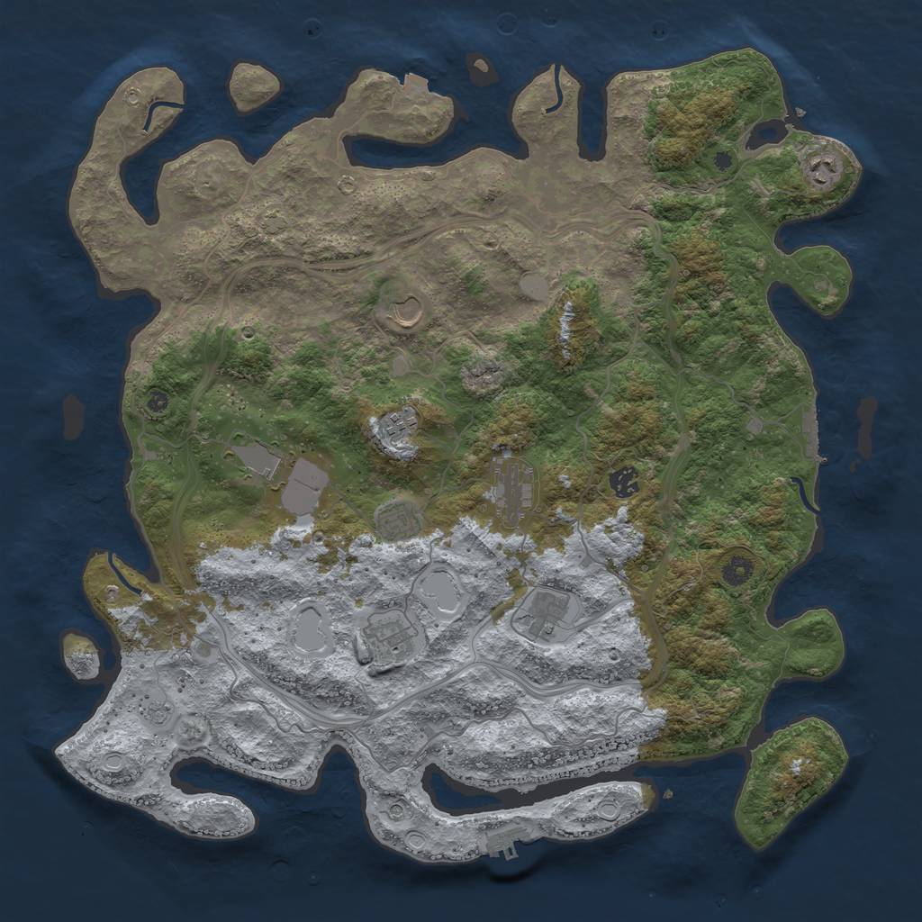 Rust Map: Procedural Map, Size: 4500, Seed: 605052822, 17 Monuments