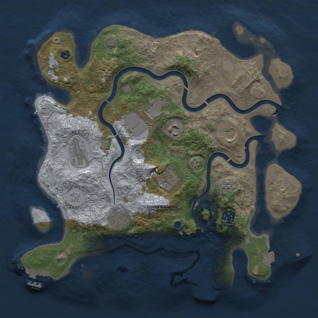 Rust Map: Procedural Map, Size: 3500, Seed: 92733413, 14 Monuments
