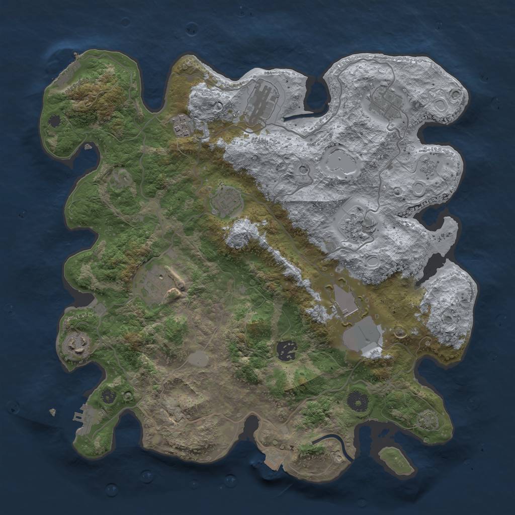 Rust Map: Procedural Map, Size: 3650, Seed: 92921270, 17 Monuments