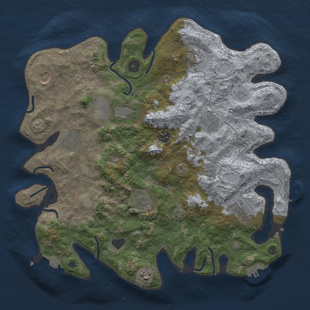 Rust Map: Procedural Map, Size: 3750, Seed: 64297107, 18 Monuments
