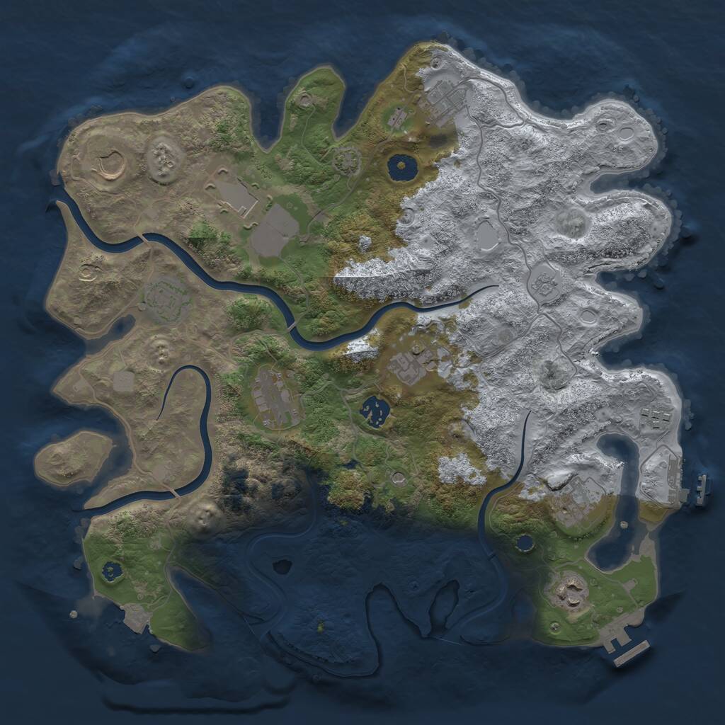 Rust Map: Procedural Map, Size: 3750, Seed: 64297107, 16 Monuments