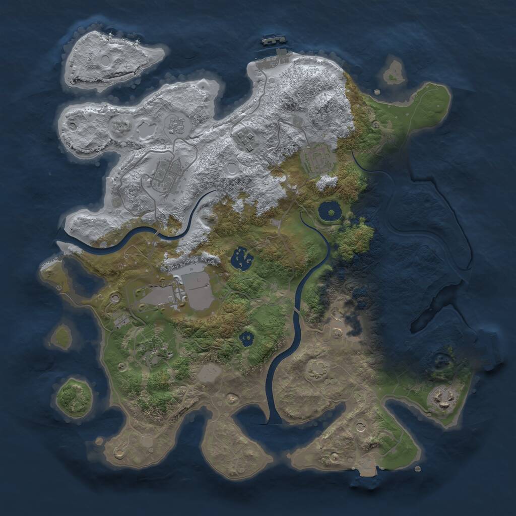 Rust Map: Procedural Map, Size: 3500, Seed: 17514045, 14 Monuments