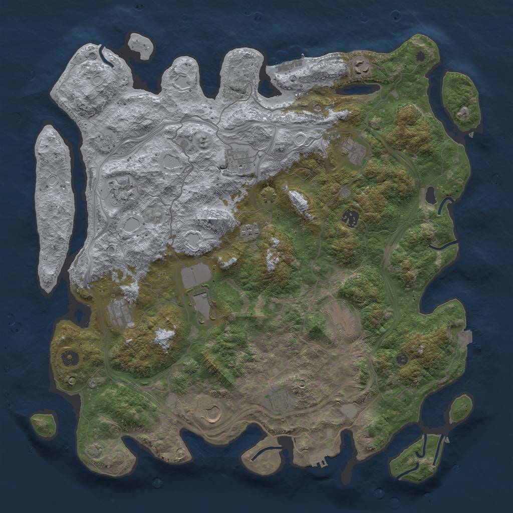 Rust Map: Procedural Map, Size: 4500, Seed: 5646152, 19 Monuments