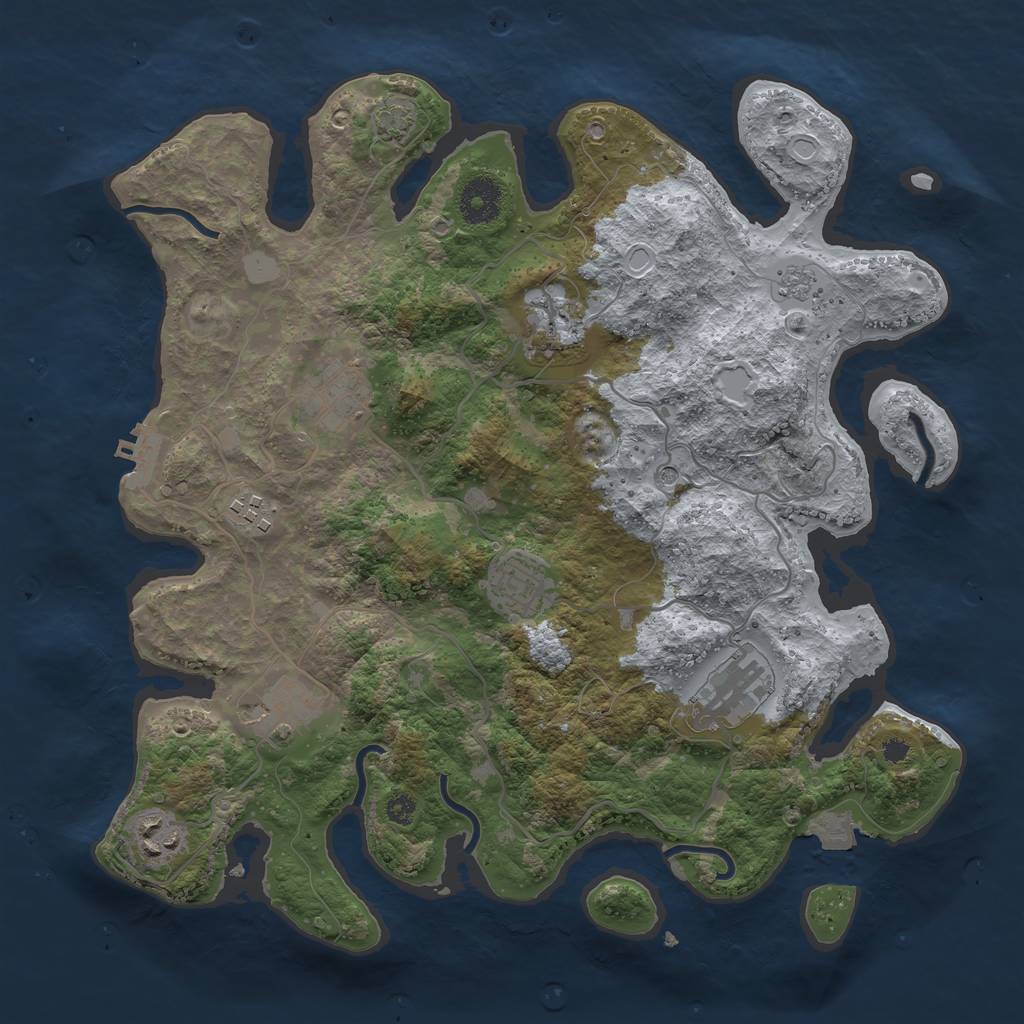 Rust Map: Procedural Map, Size: 3450, Seed: 16575387, 14 Monuments