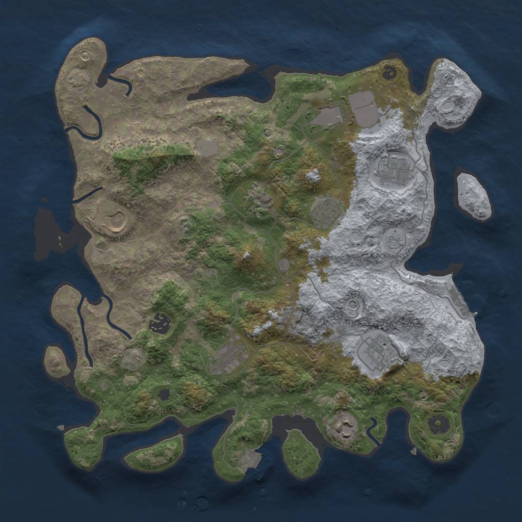 Rust Map: Procedural Map, Size: 3750, Seed: 67614042, 16 Monuments
