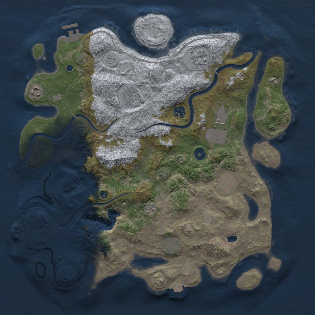 Rust Map: Procedural Map, Size: 4000, Seed: 66936711, 14 Monuments