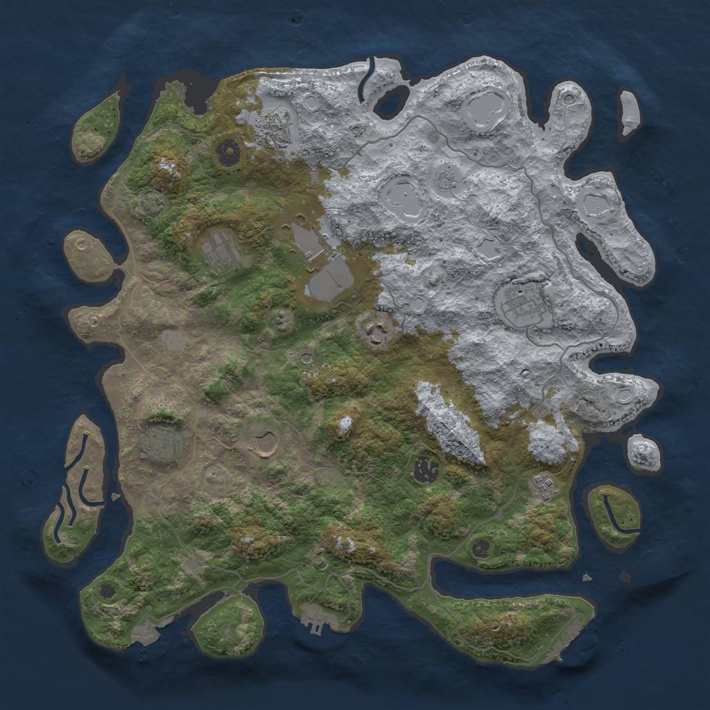 Rust Map: Procedural Map, Size: 4100, Seed: 31210472, 17 Monuments