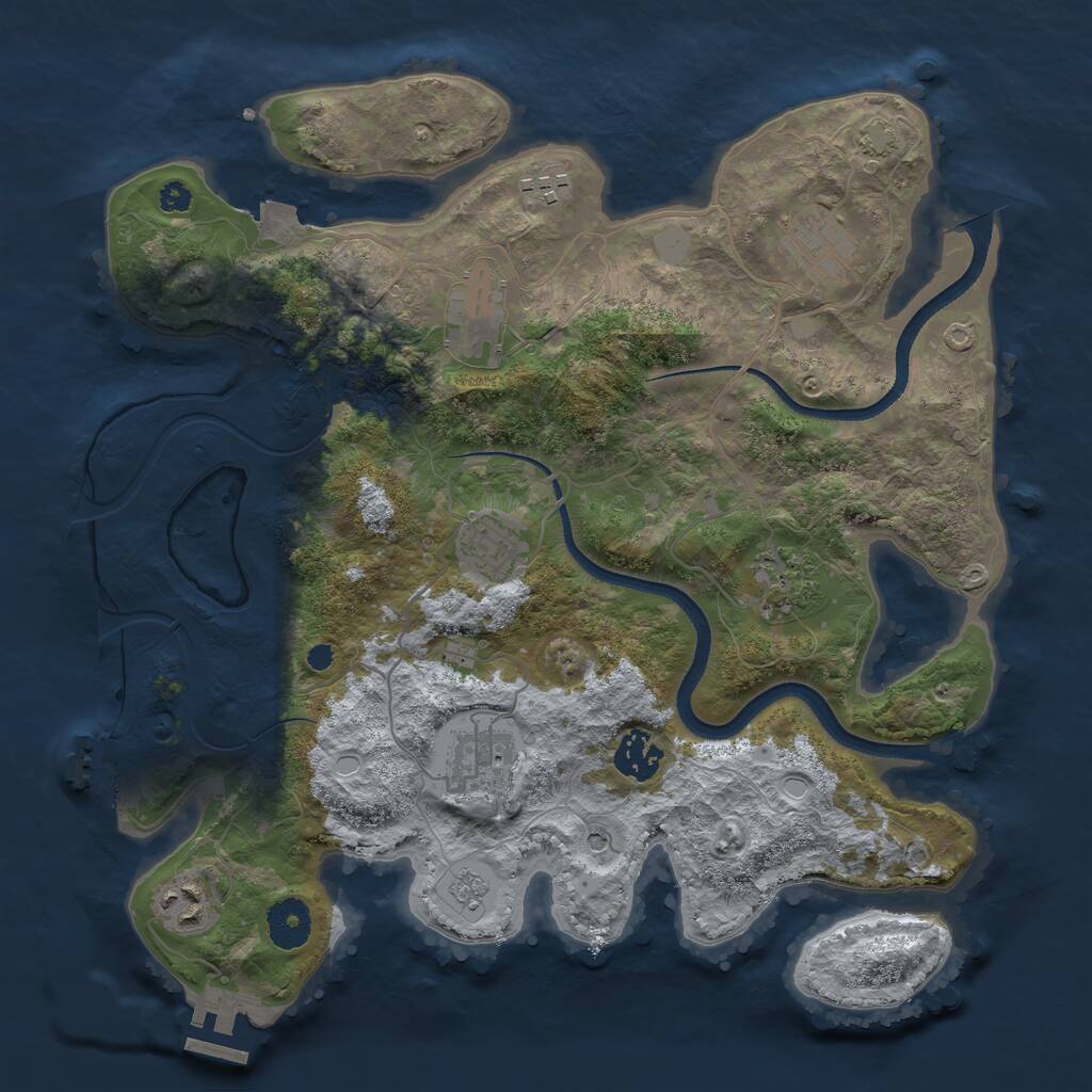 Rust Map: Procedural Map, Size: 3450, Seed: 24352580, 14 Monuments