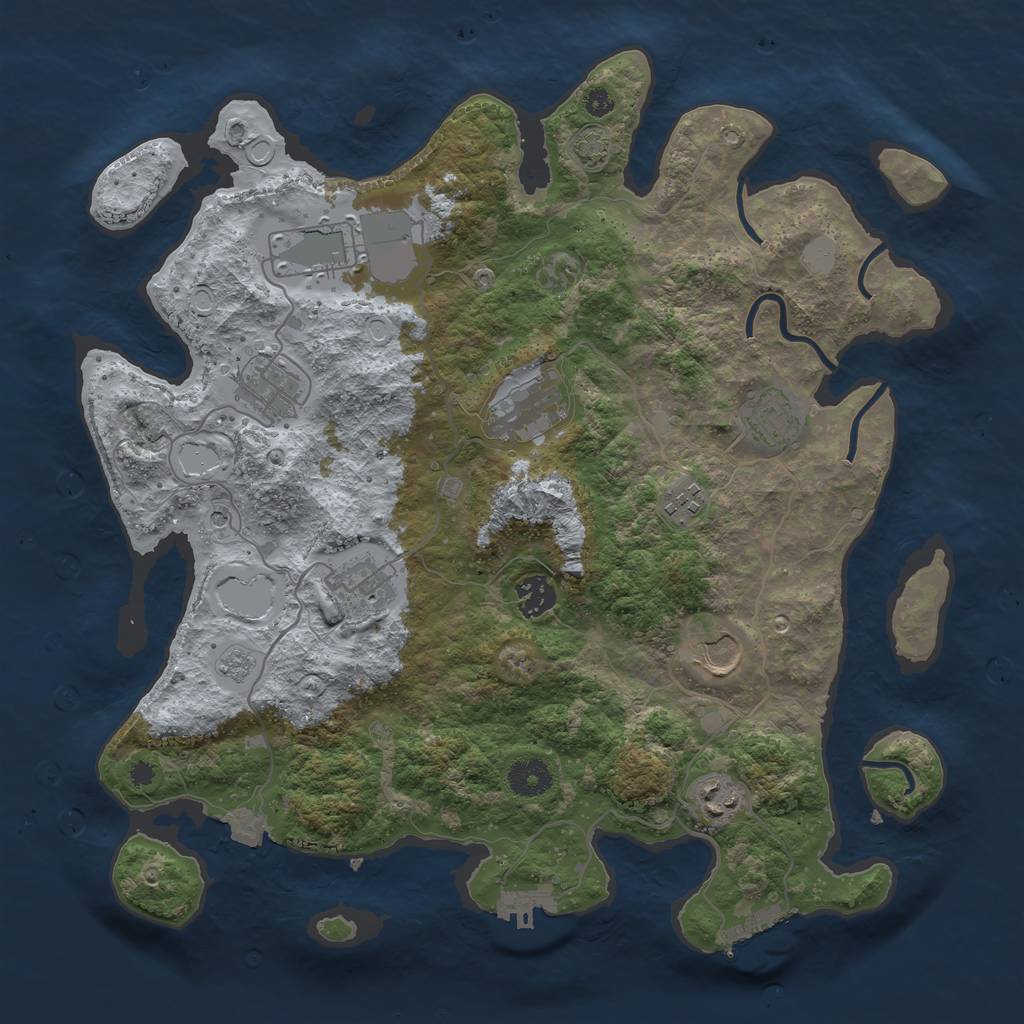 Rust Map: Procedural Map, Size: 3750, Seed: 8238124, 17 Monuments