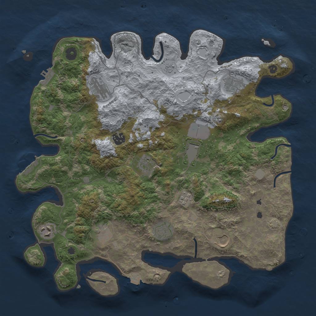 Rust Map: Procedural Map, Size: 3850, Seed: 2297356, 18 Monuments