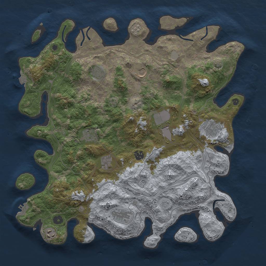 Rust Map: Procedural Map, Size: 4250, Seed: 85492459, 17 Monuments