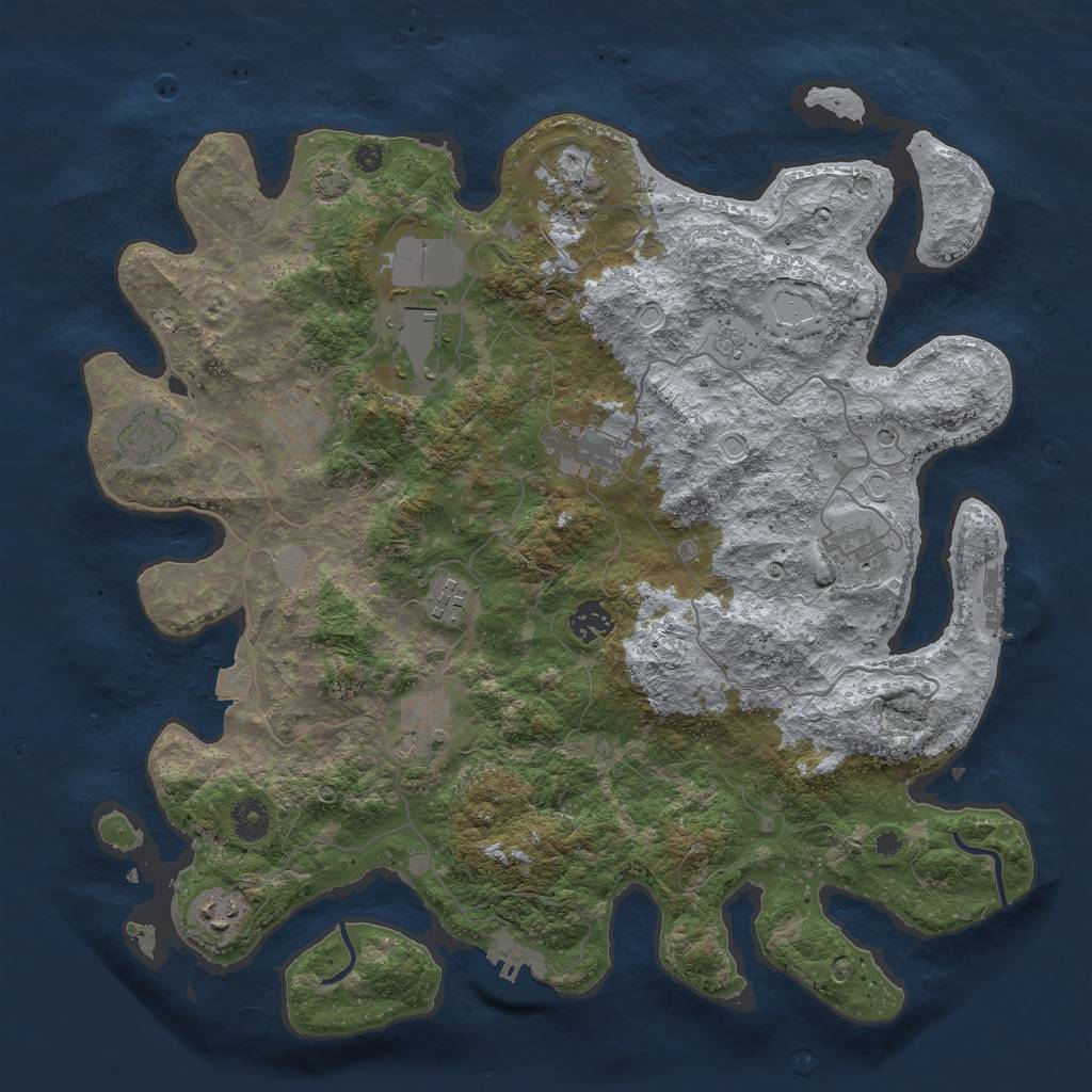 Rust Map: Procedural Map, Size: 3950, Seed: 49925188, 18 Monuments