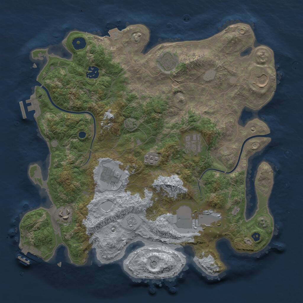 Rust Map: Procedural Map, Size: 3500, Seed: 28030869, 14 Monuments