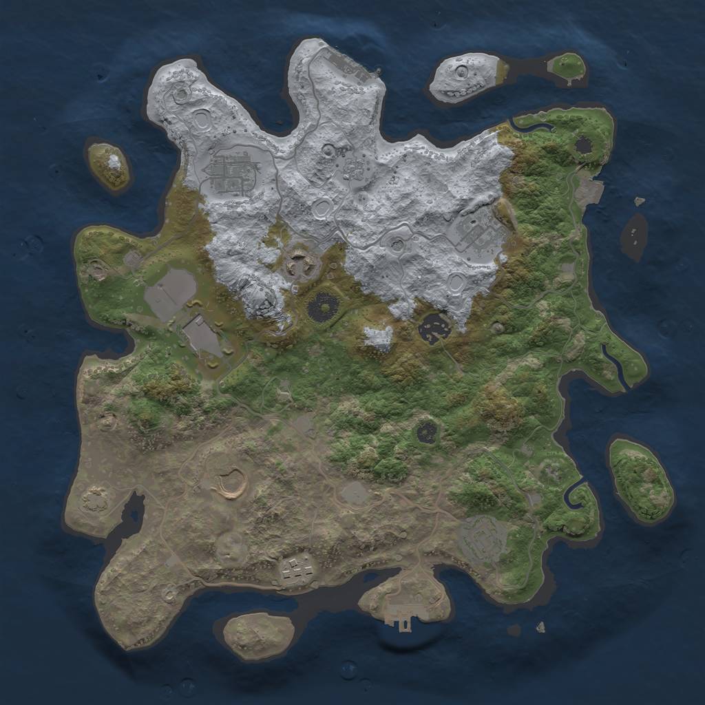 Rust Map: Procedural Map, Size: 3500, Seed: 64825014, 16 Monuments