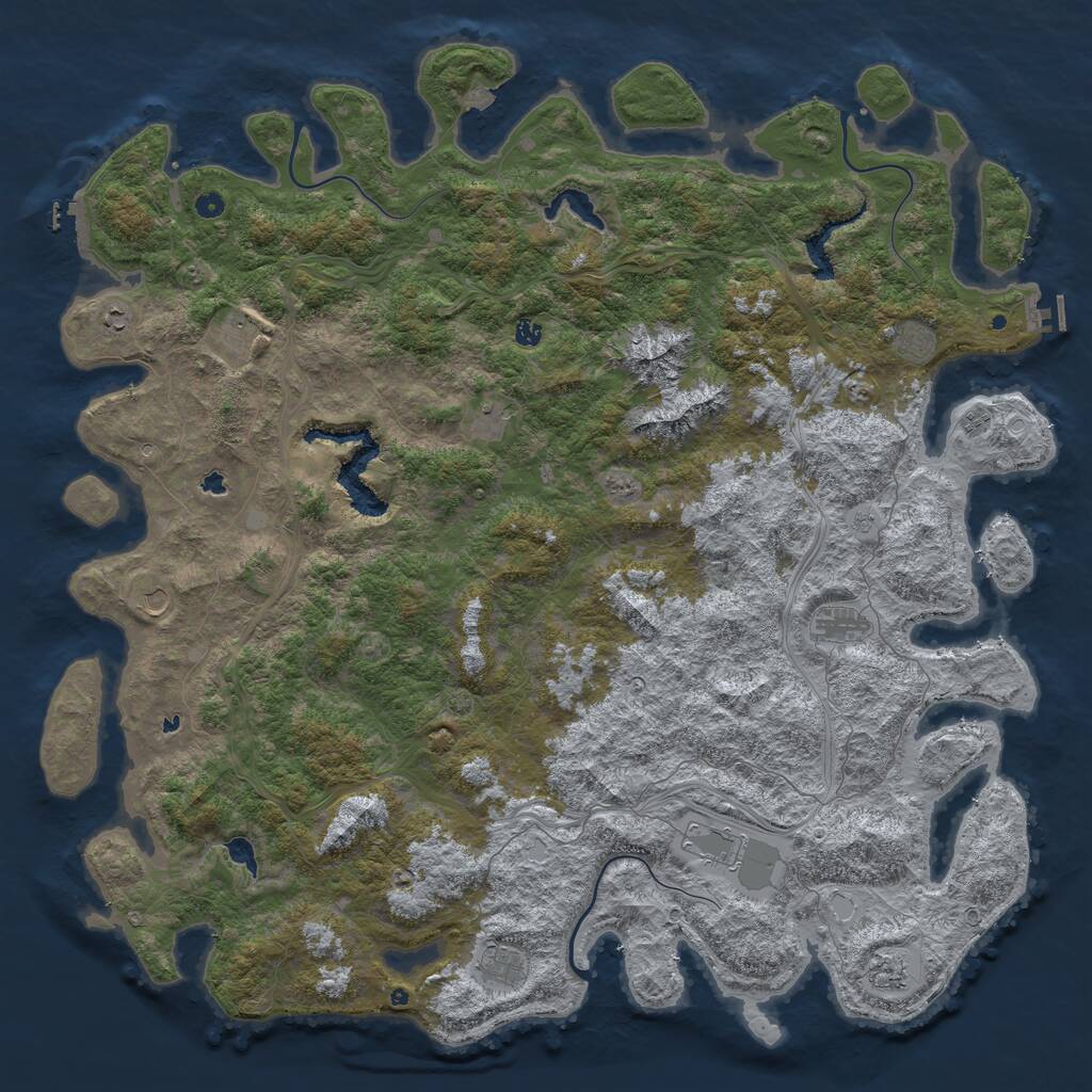 Rust Map: Procedural Map, Size: 6000, Seed: 422055993, 17 Monuments
