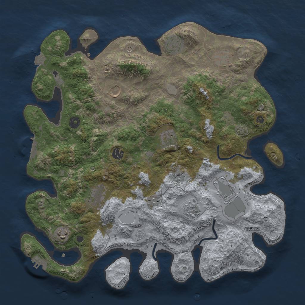 Rust Map: Procedural Map, Size: 3900, Seed: 76150311, 18 Monuments