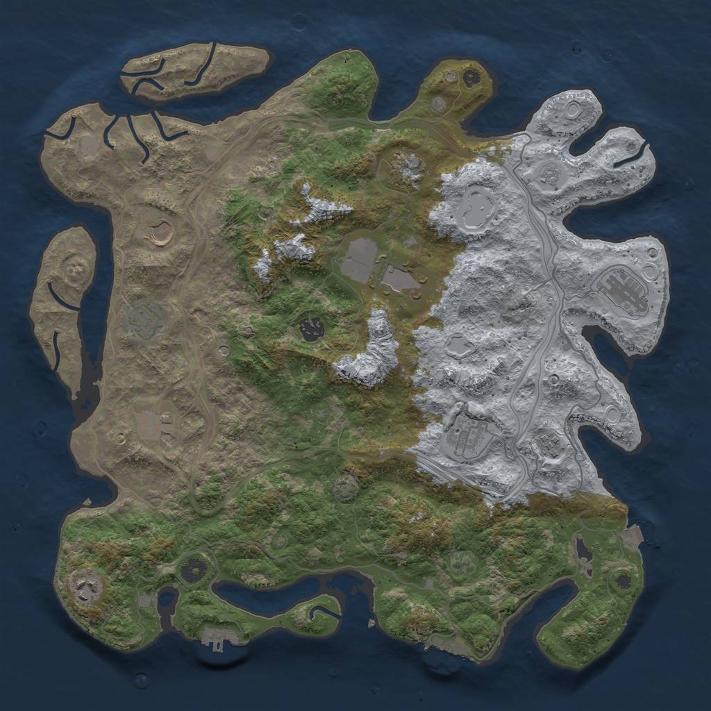 Rust Map: Procedural Map, Size: 4300, Seed: 12671633, 18 Monuments