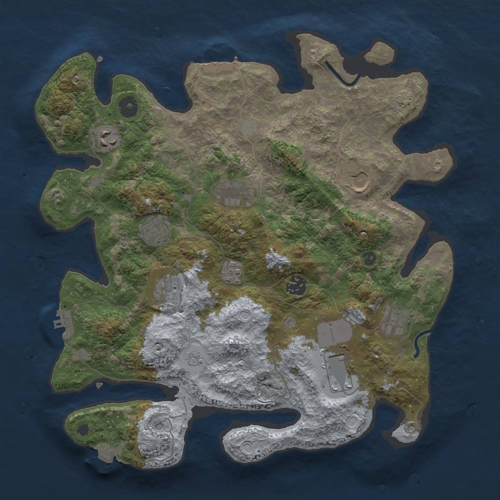 Rust Map: Procedural Map, Size: 3700, Seed: 50912803, 17 Monuments
