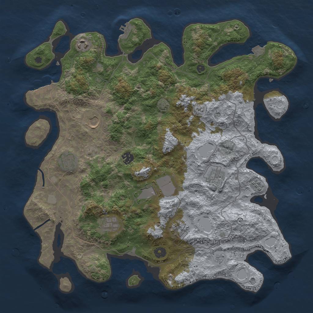 Rust Map: Procedural Map, Size: 4000, Seed: 43186002, 17 Monuments