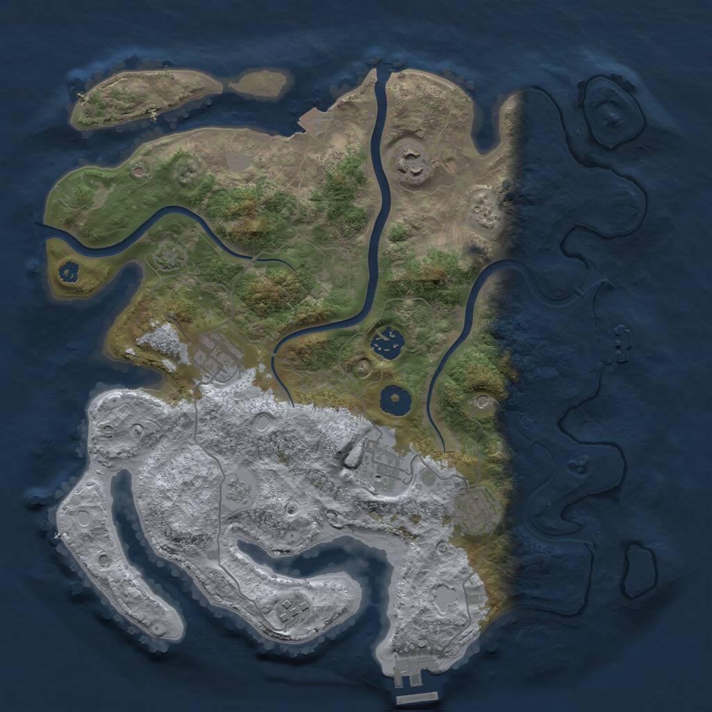 Rust Map: Procedural Map, Size: 3450, Seed: 90773797, 12 Monuments