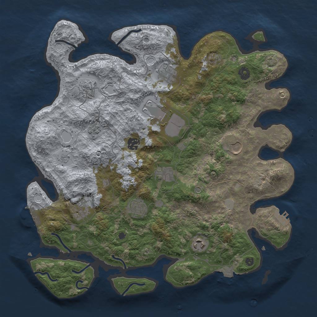 Rust Map: Procedural Map, Size: 3800, Seed: 83656275, 18 Monuments