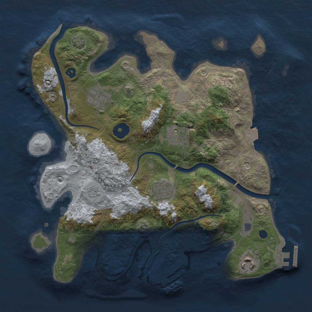 Rust Map: Procedural Map, Size: 3000, Seed: 48541, 10 Monuments