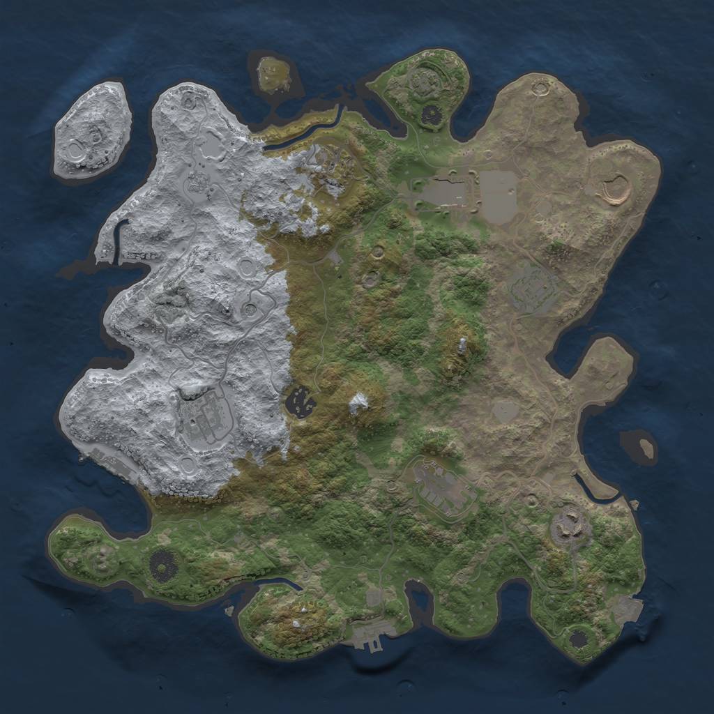 Rust Map: Procedural Map, Size: 3550, Seed: 20068365, 16 Monuments