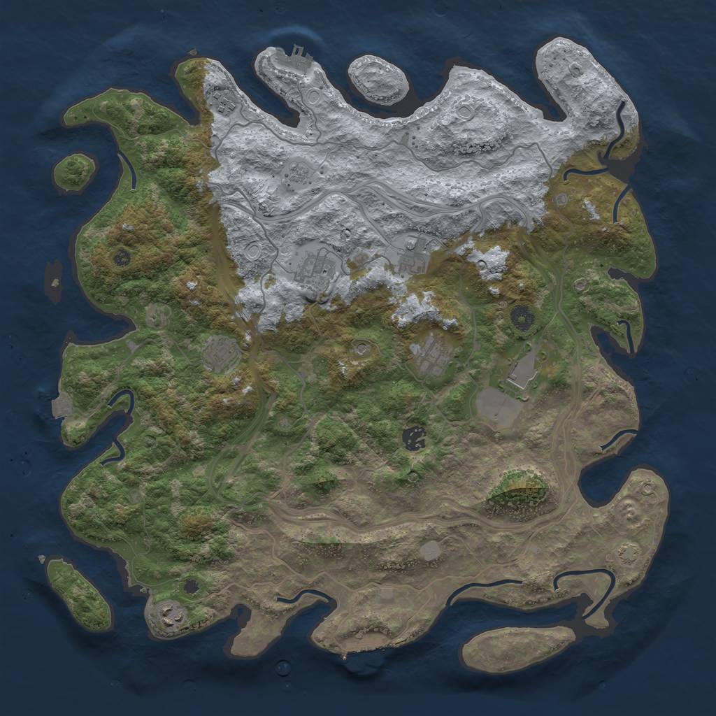 Rust Map: Procedural Map, Size: 4300, Seed: 50040034, 16 Monuments
