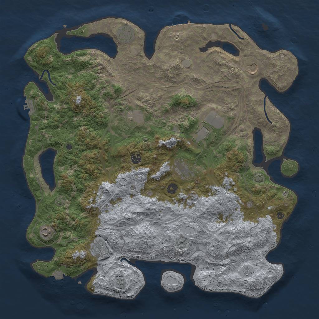 Rust Map: Procedural Map, Size: 4500, Seed: 874886260, 17 Monuments