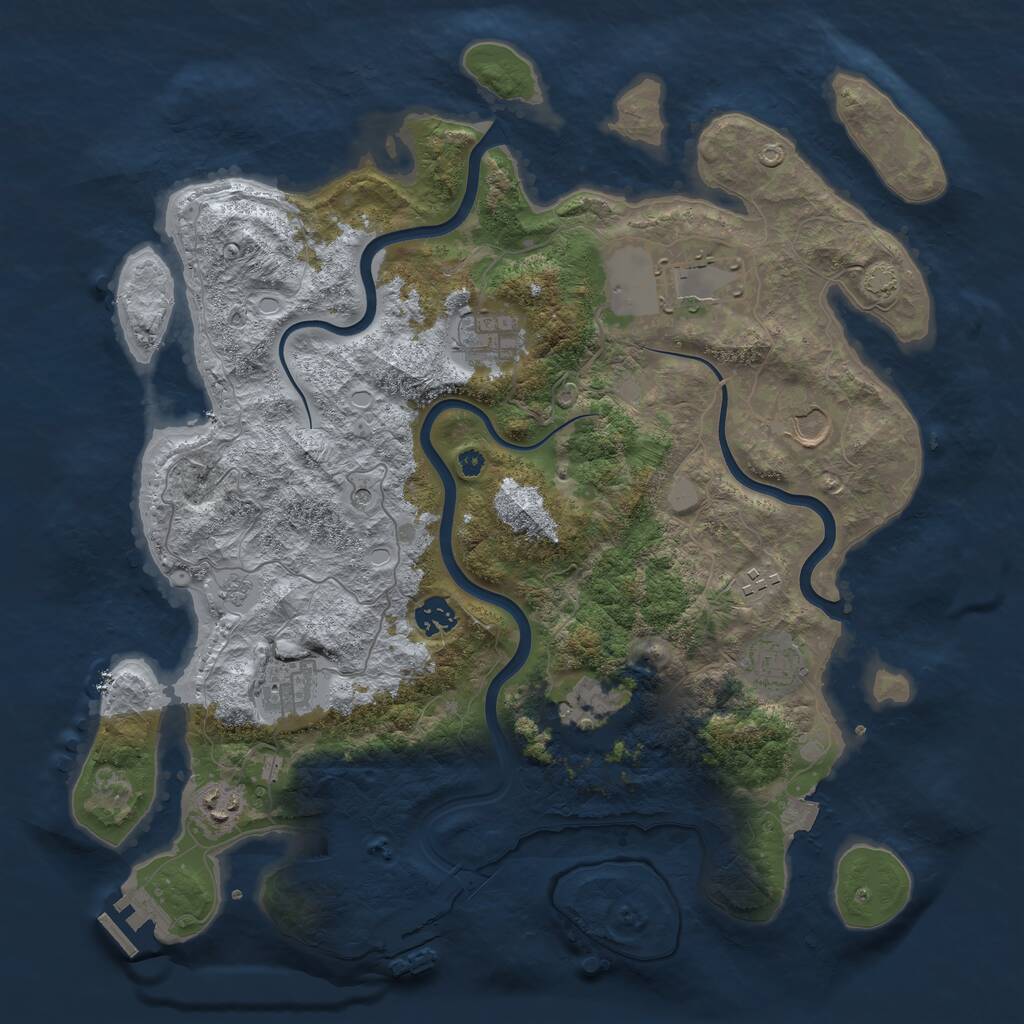 Rust Map: Procedural Map, Size: 3950, Seed: 17412360, 15 Monuments