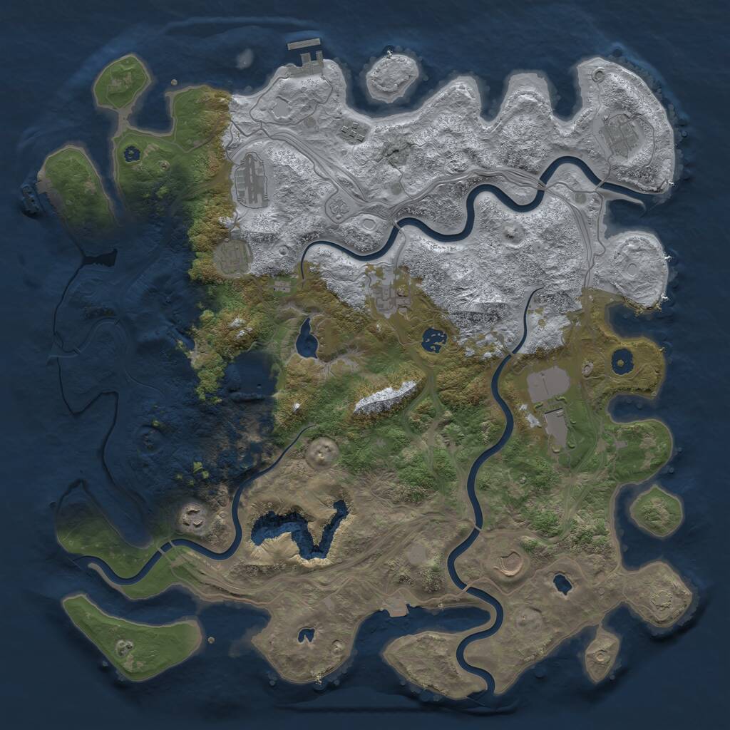 Rust Map: Procedural Map, Size: 4500, Seed: 386867449, 16 Monuments
